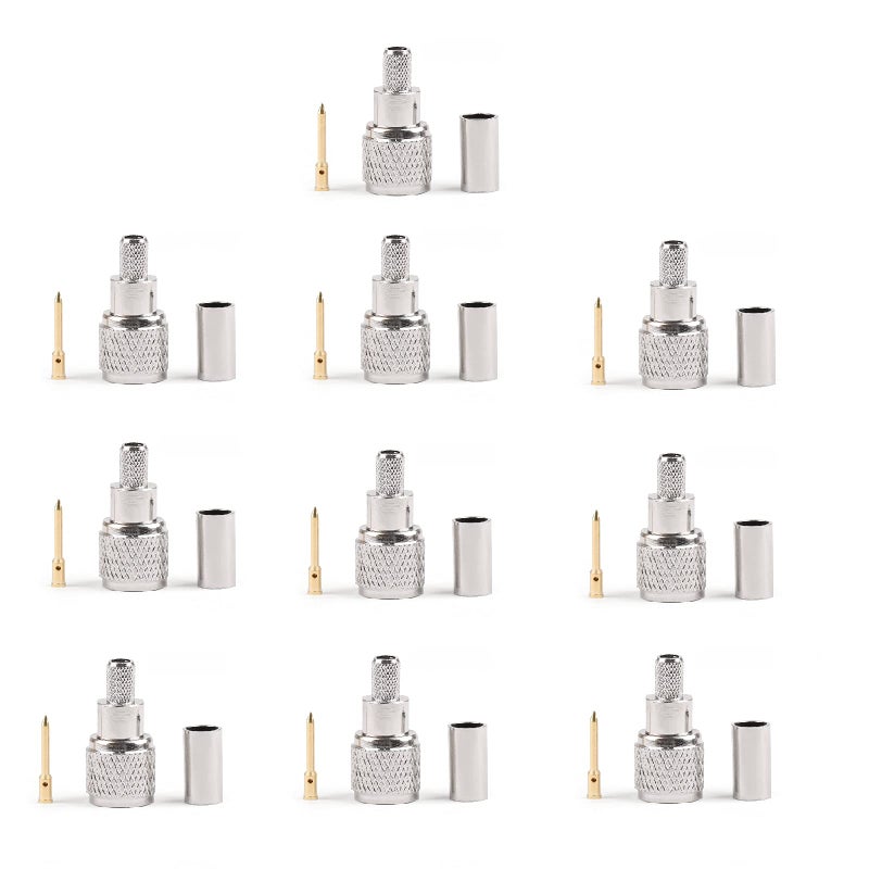 Areyourshop 10Pcs Mini-UHF Male Crimps Connector for RG-58/U Cable Motorola Antenna - Image 1